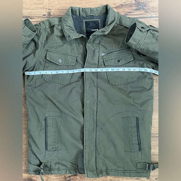 Hurley Military Style Full Zip Winter Jacket ‘Green’ (size mens M) - Picture 2 of 12
